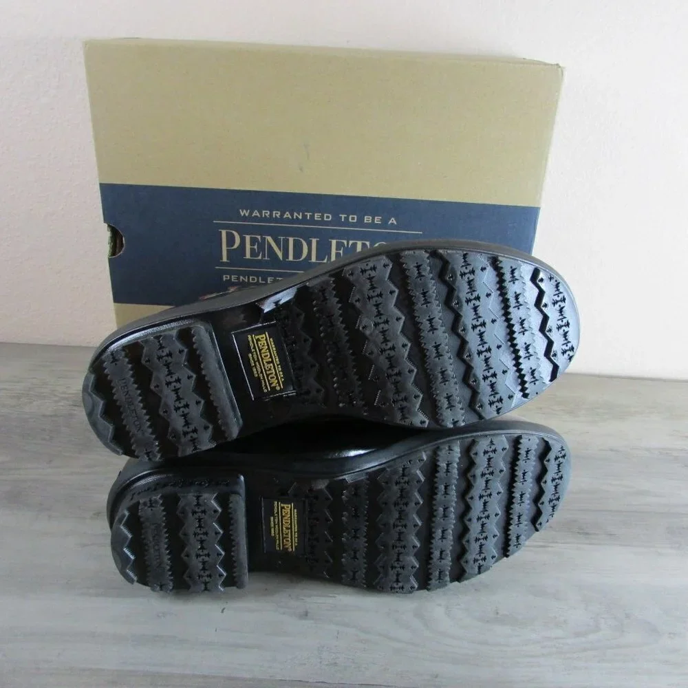 Pendleton Women's 6 Tucson Gloss Aztec Print Chelsea Rain Boot Black PW2269